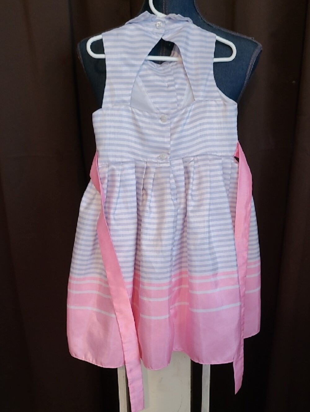 Jona Michelle White and Pink Striped Collared Fit & Flare Dress - Picture 6 of 8